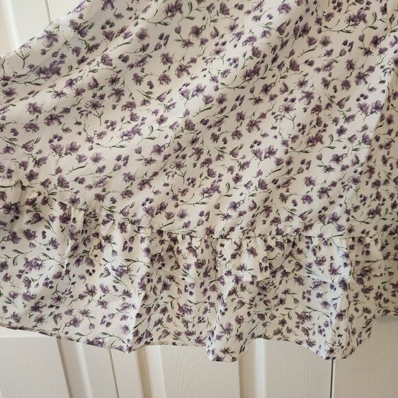 Allegra K Womens Floral Dress Short Sleeve Ruffle Hem Purple Flowers XS NWT - Picture 10 of 16